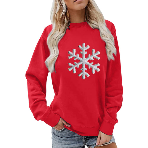 Sweat-shirt pour femmes avec design de flocon de neige brillant et coupe décontractée Chic & Stil