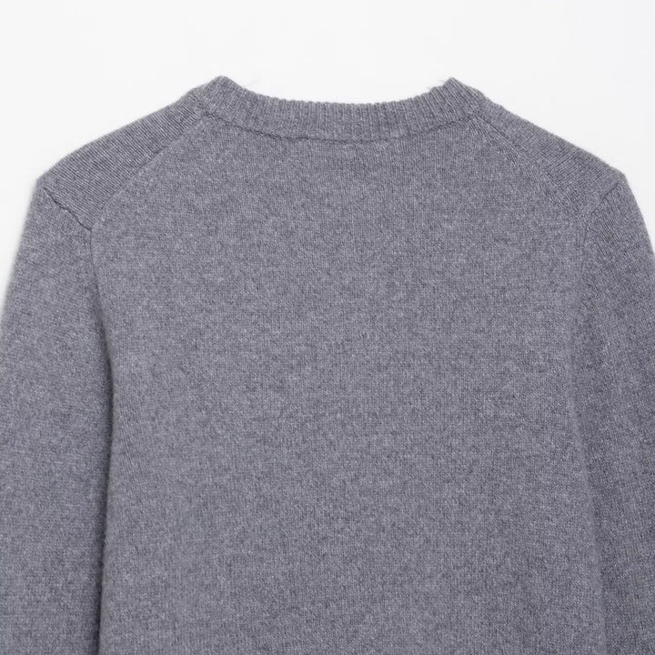 Women Short-Cut Fine Knit Cardigan with Round Neck and Ribbed Cuffs Amarae