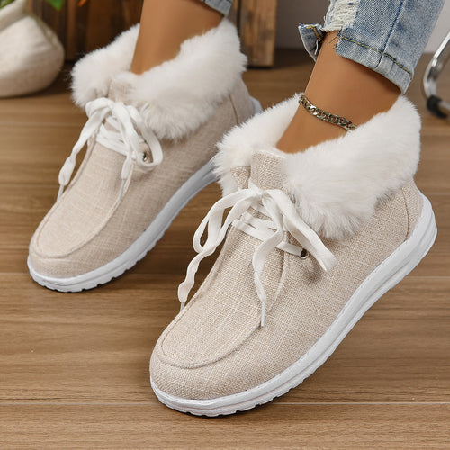 Women comfortable sneakers with fur collar and non-slip sole Amarae