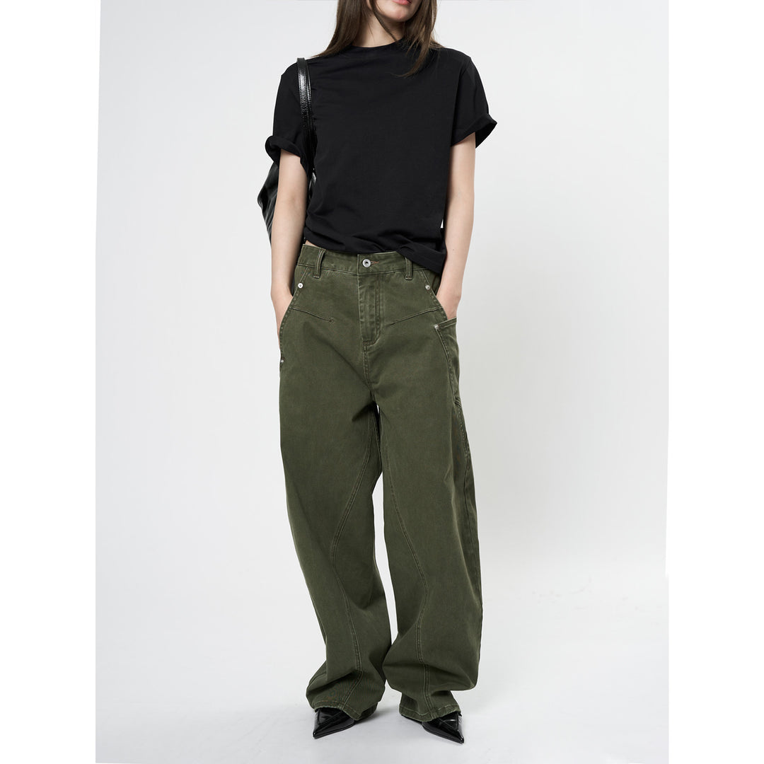 Women's high-waisted worker pants with wide leg and utility pockets Amarae