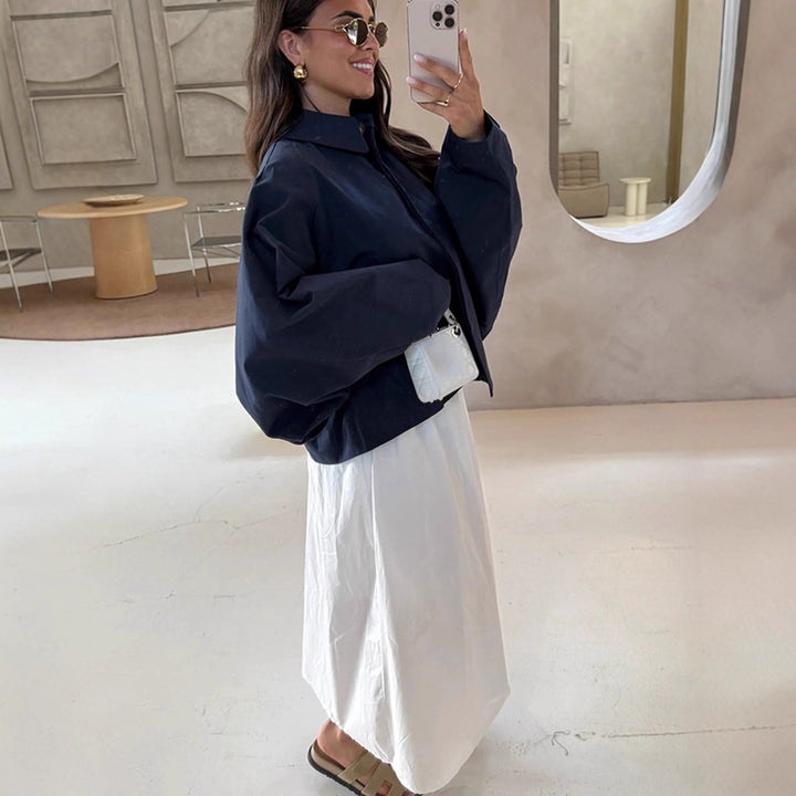 Women Boxy Cropped Short Jacket with Voluminous Balloon Sleeves Amarae