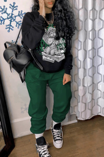 Women's hoodie and jogger set with creative angel pattern Amarae