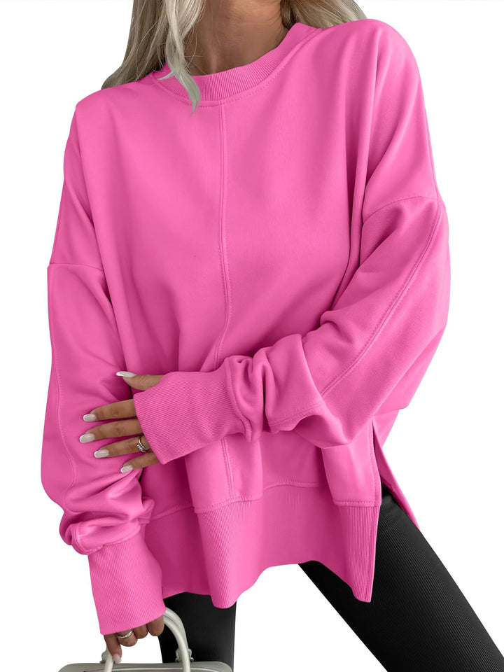 Women's Oversize Sweatshirt with Center Seam, Extended Hem, and Ribbed Cuffs Amarae
