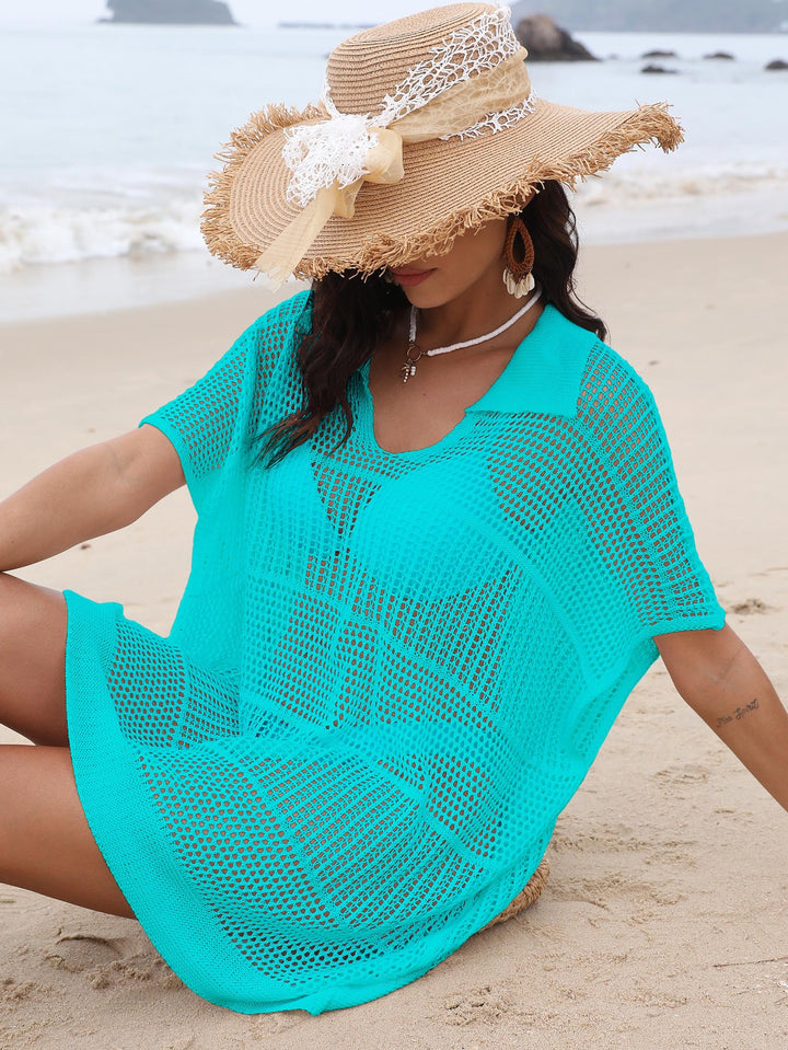 Ladies Lightweight Crochet Swimsuit Cover Top Tunic Lune London