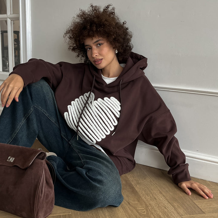 Women's hoodie with a creative heart design and a casual fit Lune London