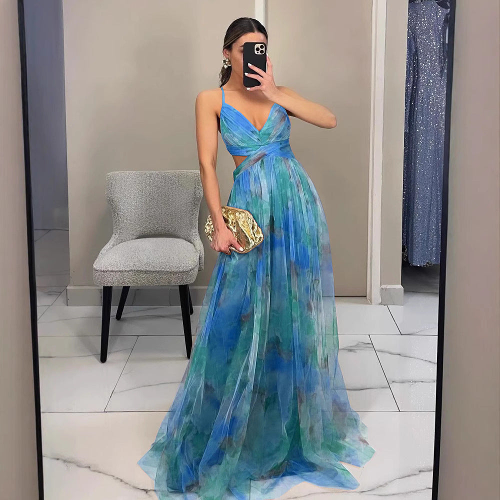 Lune London Floral Chiffon Evening Dress for Women