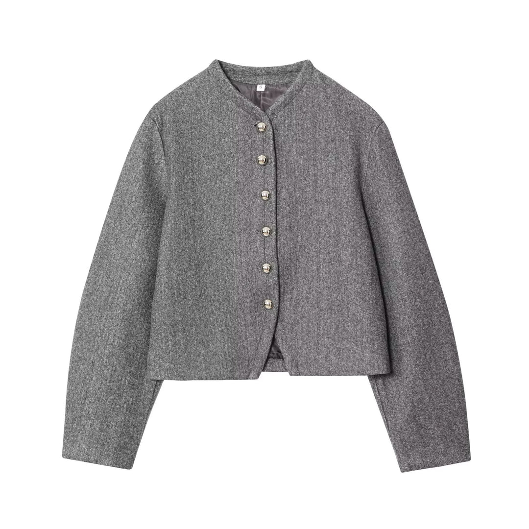 Elegant ladies knitted cardigan with textured fabric and shiny buttons Lune London