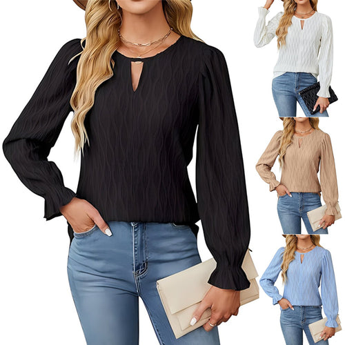 Knitted blouse for women with decorative sleeve finishes Amarae