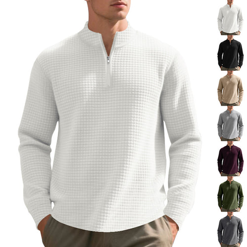 Functional pullover for men with half-zip and refined structured design Amarae