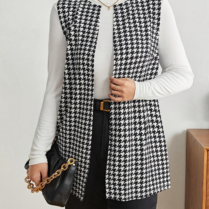 Elegant women's sleeveless vest with houndstooth pattern Amarae