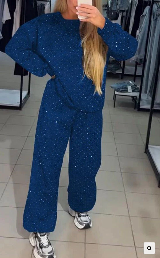 Lune London Women's Sports Lounge Set with Polka Dot Pattern and Elastic Waist