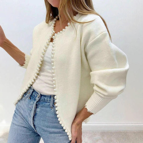 Lady cardigan with pearl decoration and chic stylish cut