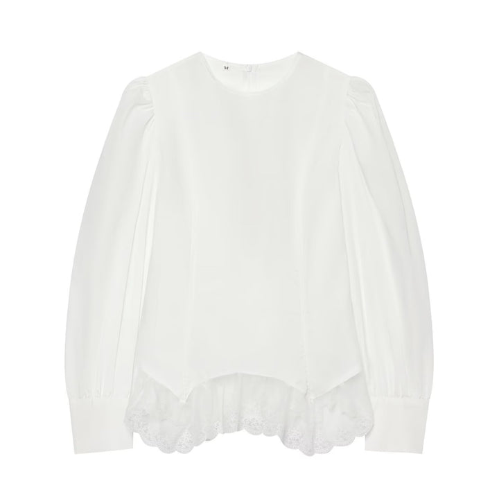 Women's blouse with volume sleeves and lace trim Amarae