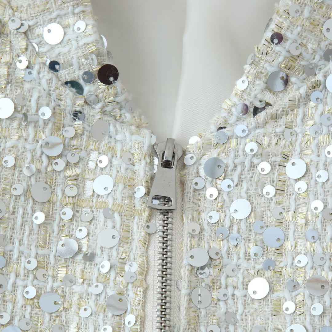 Shiny bomber jacket for women with sparkling sequins Lune London