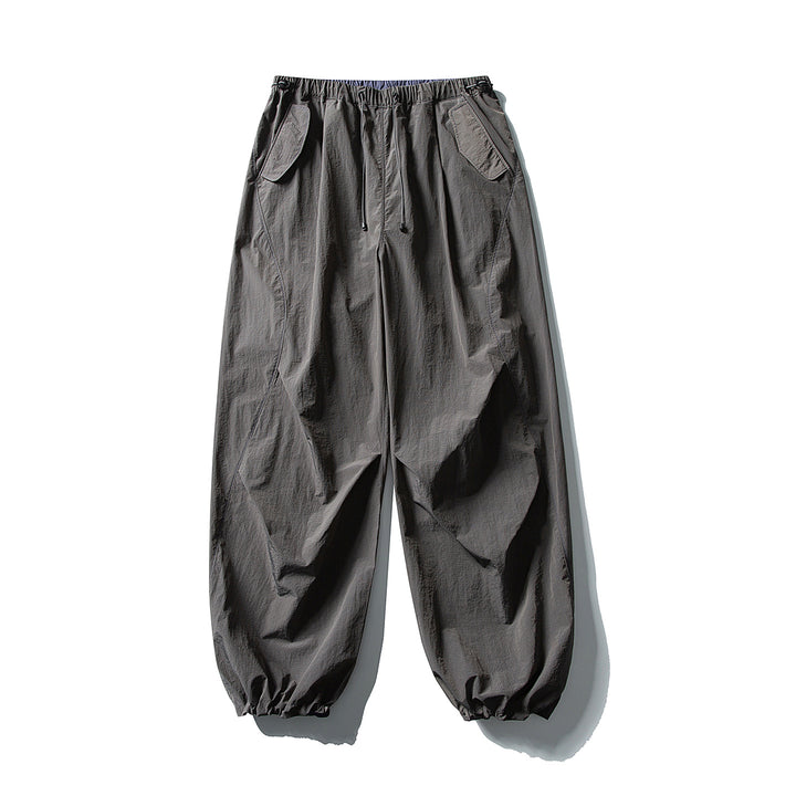 Unisex Wide Utility Pants with Balloon Silhouette, Elastic Drawstring Waistband and Cuffs Amarae