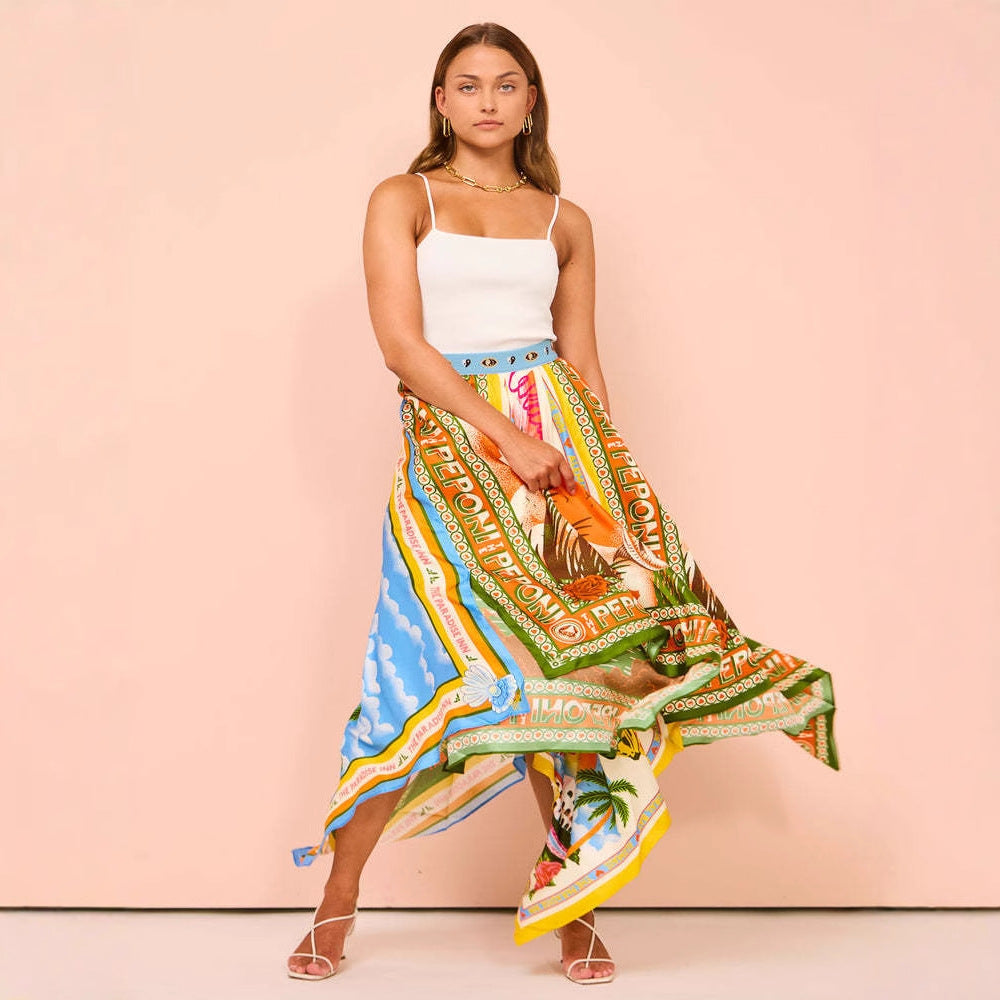 Ladies maxi skirts with unique print and airy silhouette Lune London