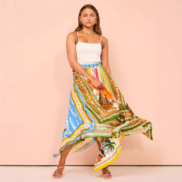 Ladies maxi skirts with unique print and airy silhouette Lune London