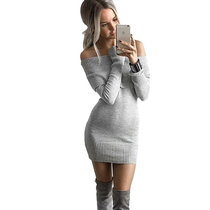 Women's knit dress with off-the-shoulder neckline and loose fit Lune London