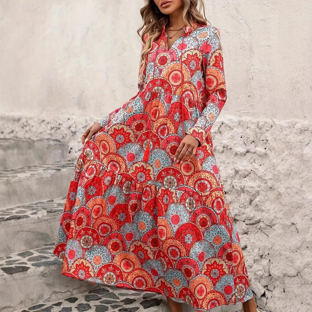 Long sleeve beach dress for women with playful pattern Lune London