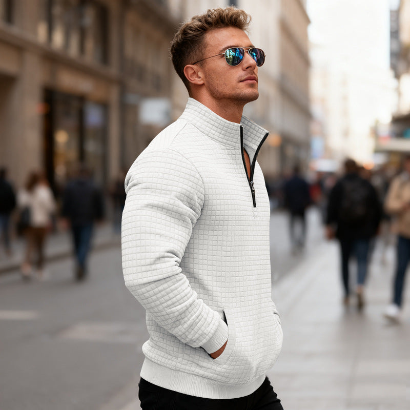 Men's fleece pullover with high collar and practical zipper Chic and style