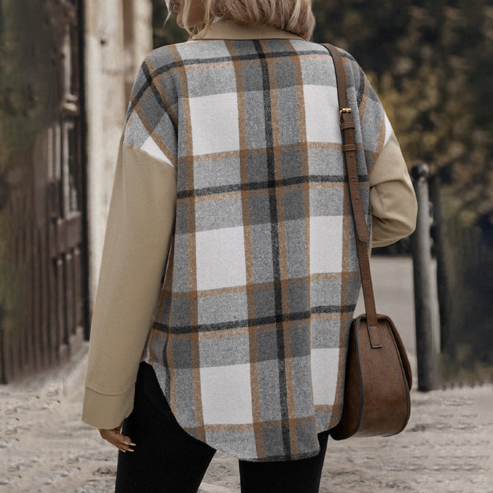 Plaid twill shirt jacket for women with patch pockets Lune London