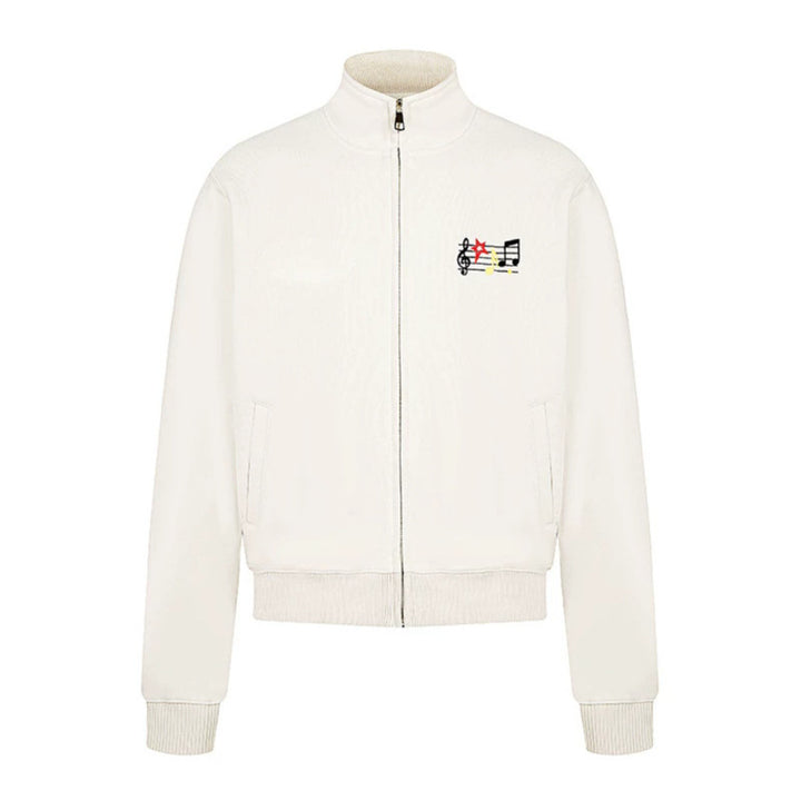 Women’s cropped stand-up collar sweat jacket with note and star embroidery Amarae