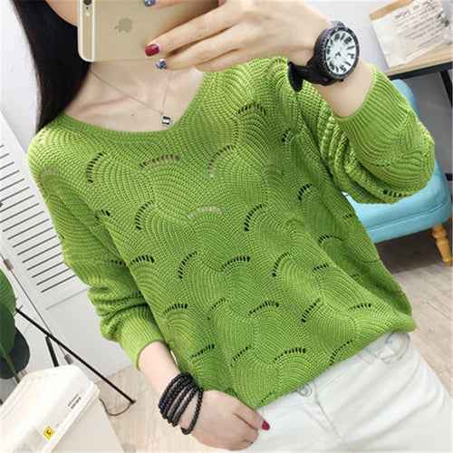 Casual women's sweater with open hole pattern and soft touch Amarae