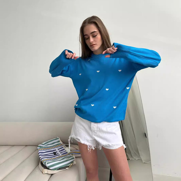 Ladies Casual Sweater with Heart Pattern Lune London