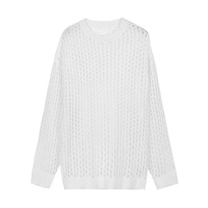 Lightweight knitted sweater for women with openwork pattern and loose fit Lune London