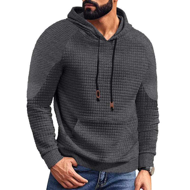 Men's trendy hooded sweatshirt with textured design and kangaroo pocket Lune London