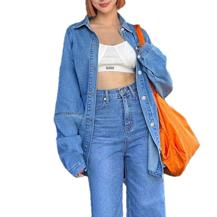 Women's Oversized Denim Shirt Jacket in Co-Ord Look with Loose Fit Amarae