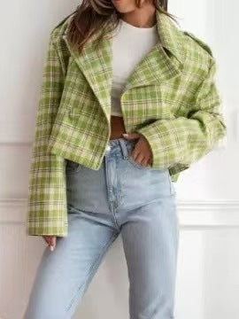 Women's Short Checkered Blazer Lune London