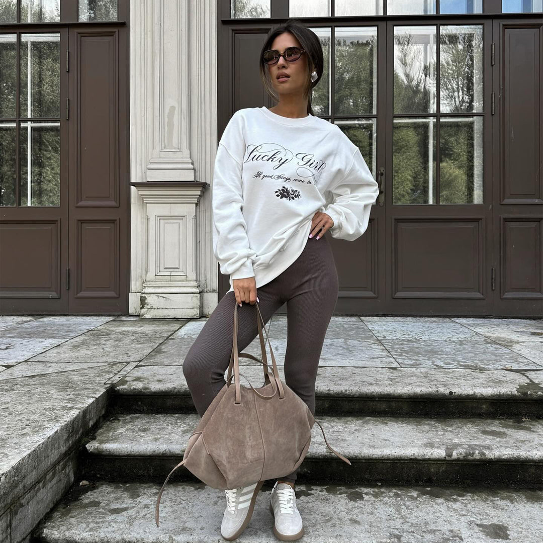 Casual sweatshirt for women with elegant inscription Lune London