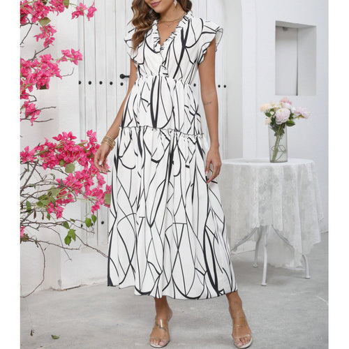 Maxi dress with sequins and flutter sleeves for women