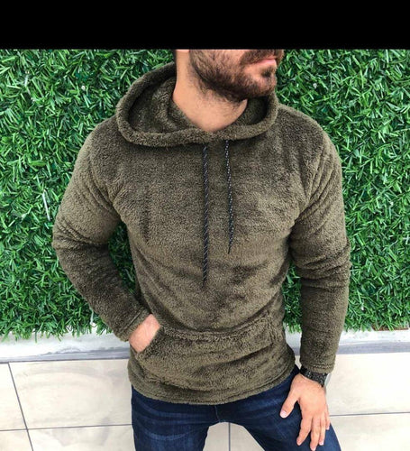 Cozy fleece sweater for men with practical kangaroo pocket and hood Amarae