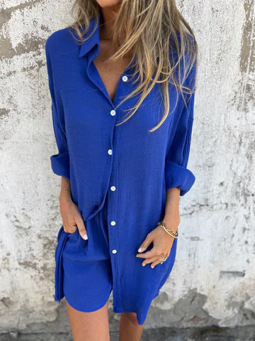 Shirt dress for women with practical side pockets Lune London