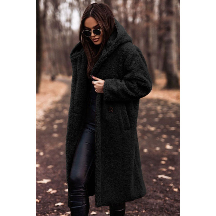 Cozy fleece coat for women with hoodie and practical pockets Lune London