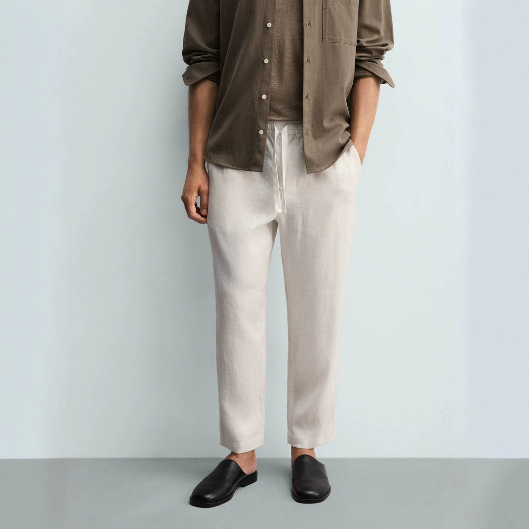 Men's linen pants with elastic waistband and drawstring Amarae