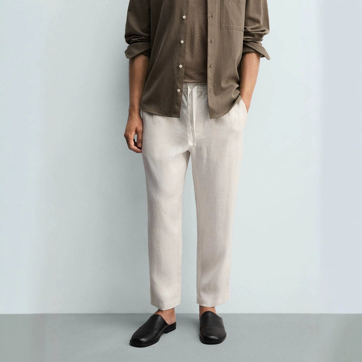 Men's linen pants with elastic waistband and drawstring Amarae