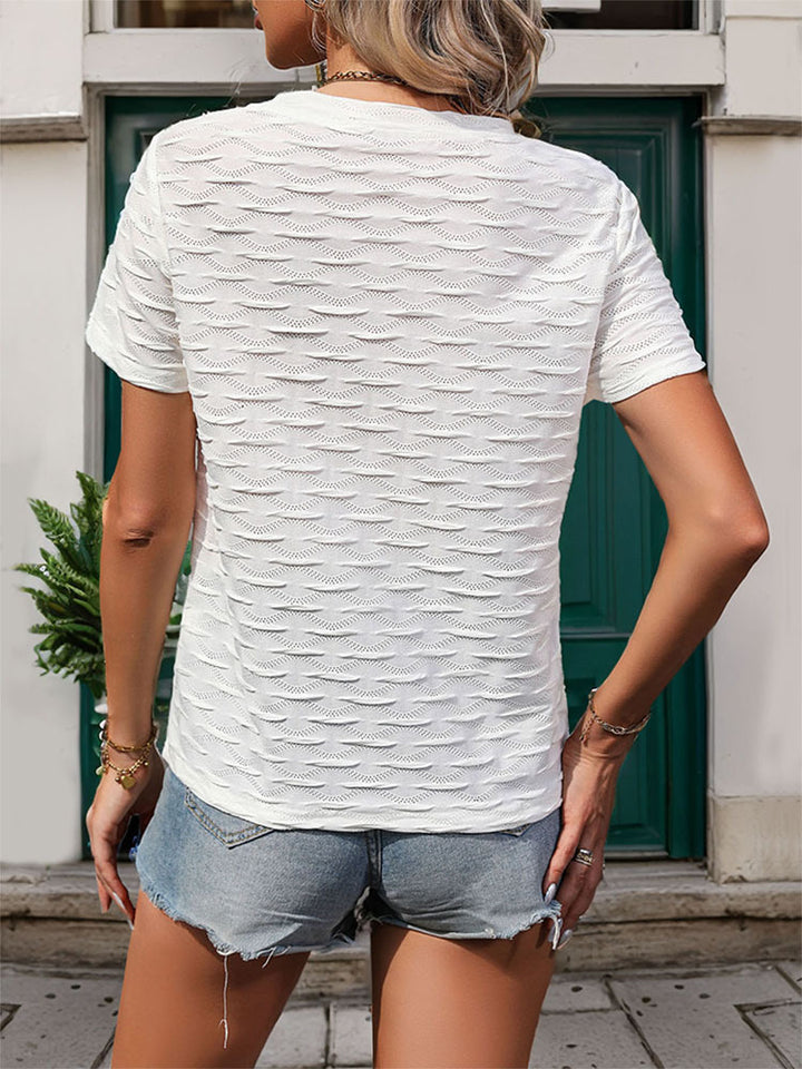 Woman Short Sleeve Structured Knit Top Lune London