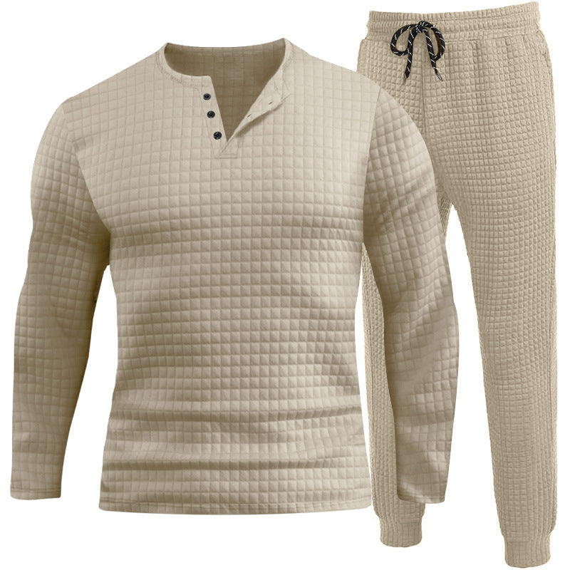 Three-piece set for men with textured long sleeve t-shirt and jogger pants Lune London