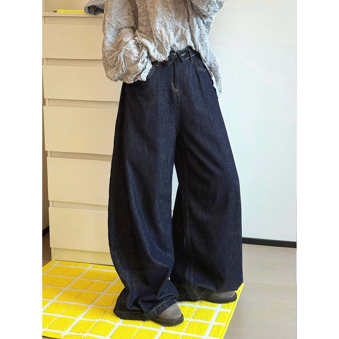 Women's Wide Denim Pants in Balloon Cut with High Waist Amarae