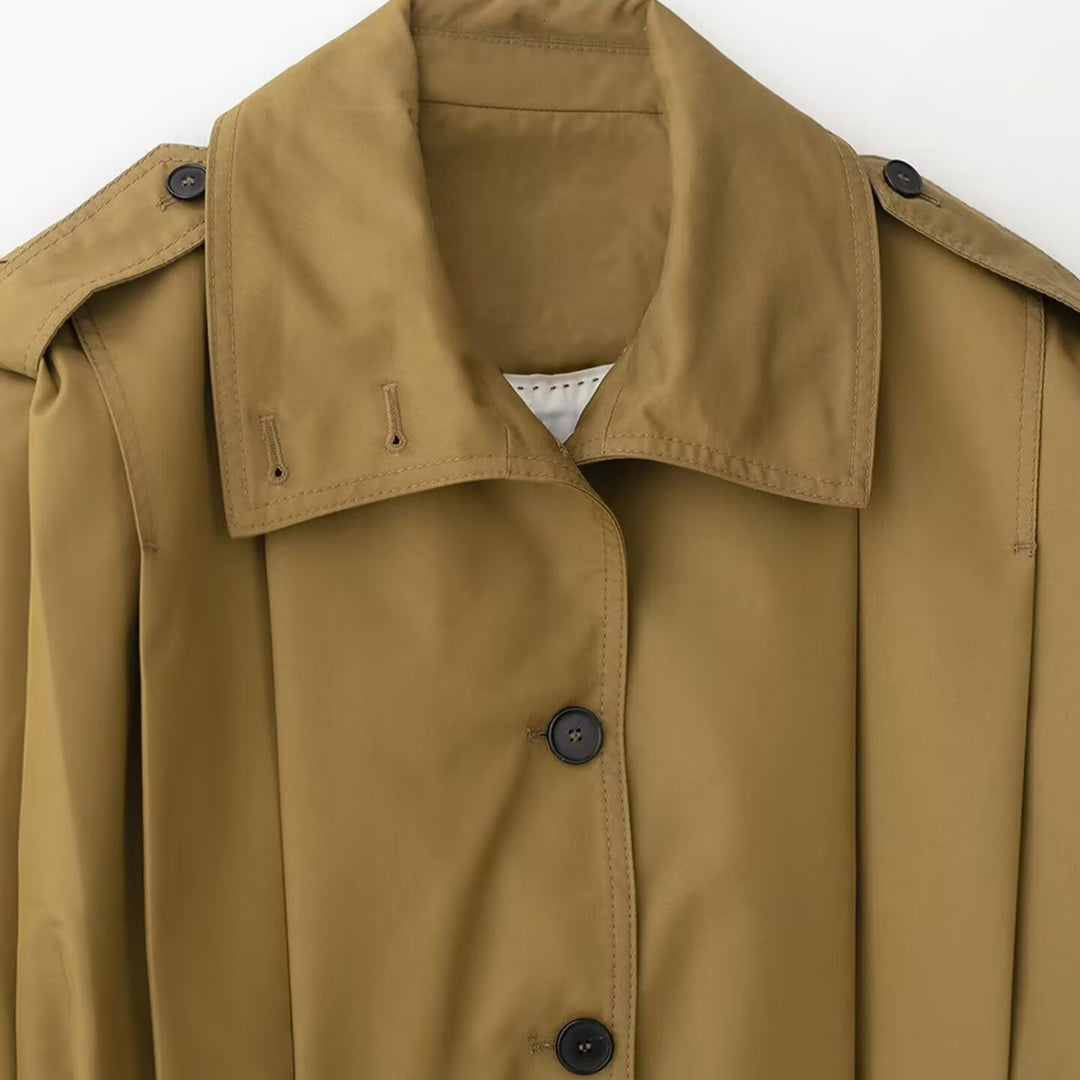 Women Cropped Blouse Jacket with Shirt Collar and Shoulder Straps Amarae