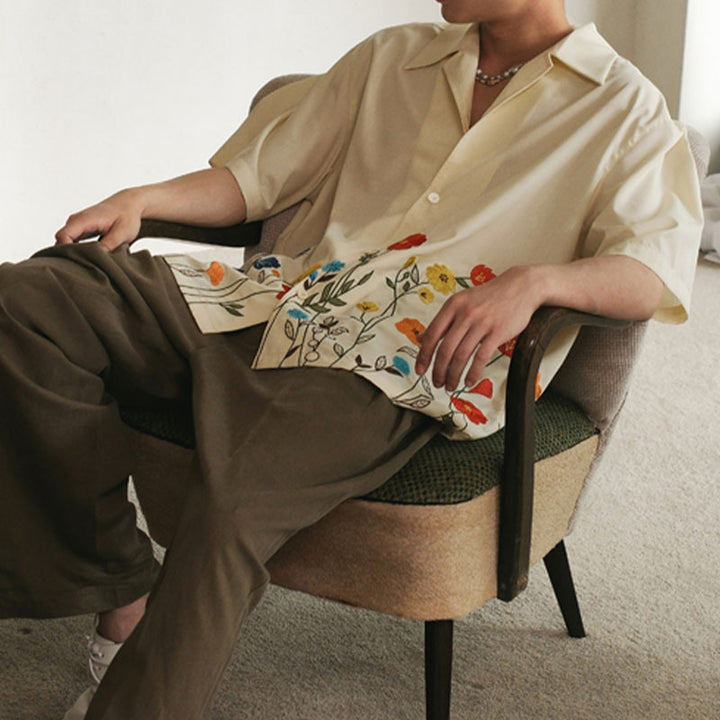 Short sleeve shirt for men with floral pattern and high-quality fabric Lune London