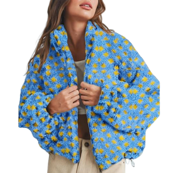 Dames veste en polaire douillette avec motif coloré et col montant Chic & Stil