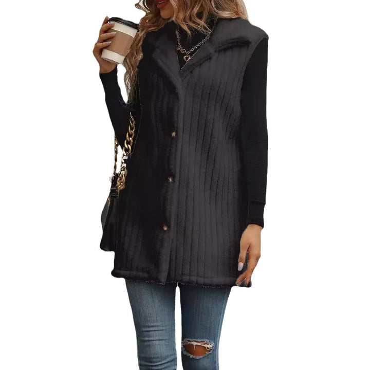 Ladies Cozy Long Sleeve Gilet with Button Placket and Structured Design Lune London