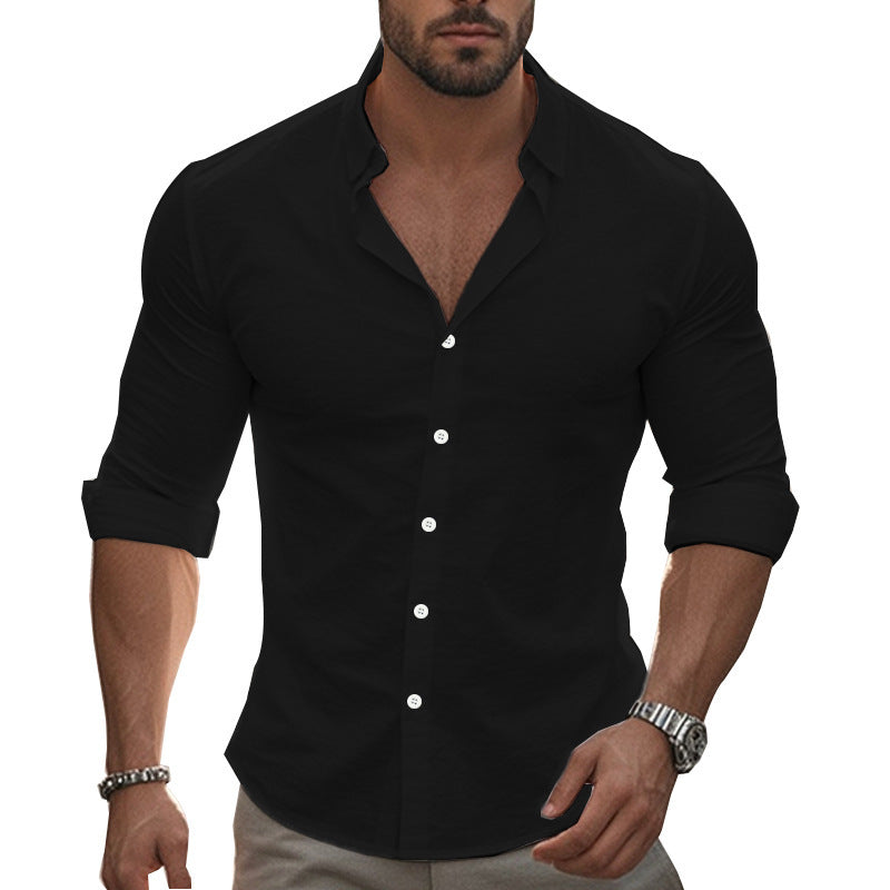 Men's Comfortable and Modern Long-Sleeve Shirt with Roll-Up Sleeves Lune London