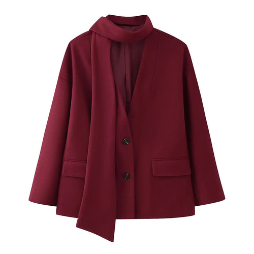 Elegant blazer jacket for women with removable scarf Amarae