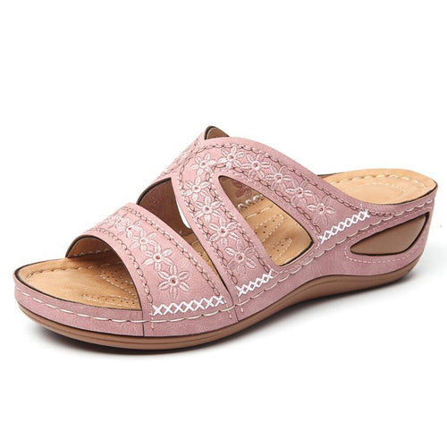 Comfort sandals for women with embroidered floral design and ergonomic sole Amarae