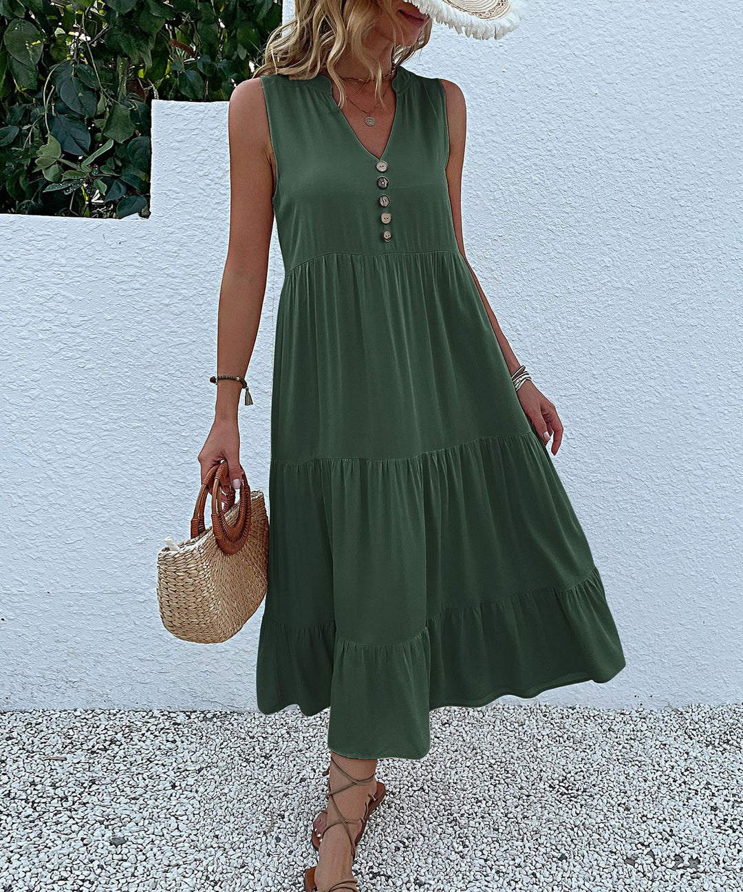 Lune London Women's Sleeveless Maxi Dress with Ruffle Detail
